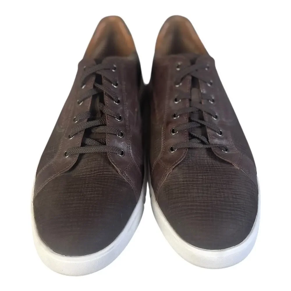 Johnston & Murphy Men’s McFarland Brown Suede Lace Up Sneakers Size-9M